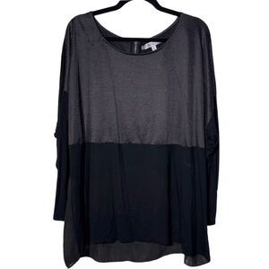 Jennifer Lopez Black and Silver Sheer Back Tunic Top Sz 2X